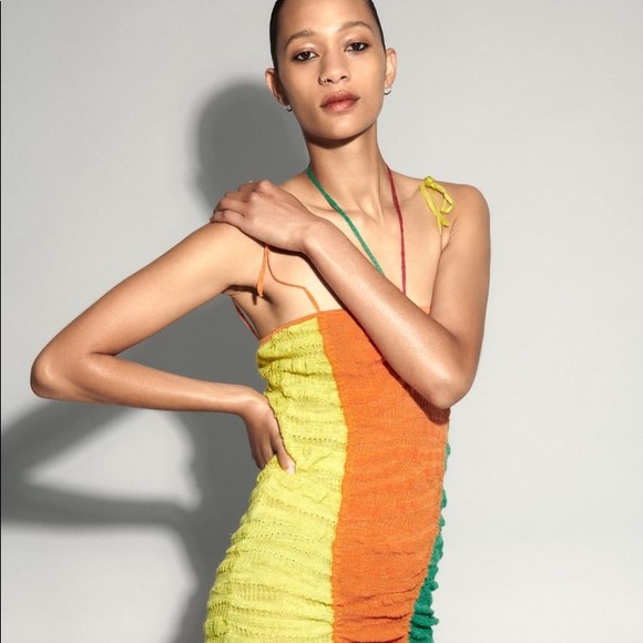 Zara LINEN BLEND KNIT MINI DRESS - Picture 3 of 10